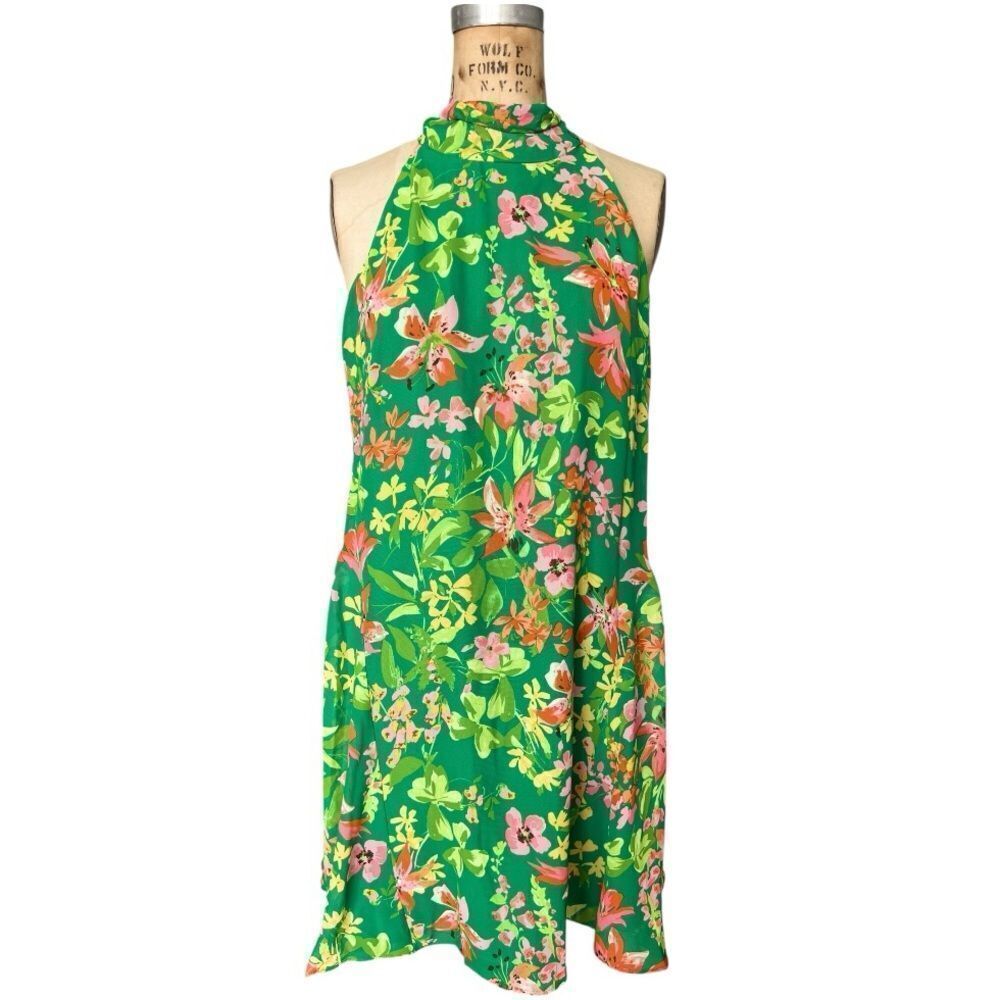 Vince Camuto Green Floral Halter Dress 
Size 10